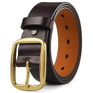 真皮170cm肥佬300斤复古休闲百搭腰带铜色扣 皮带男士 加长版 特大码