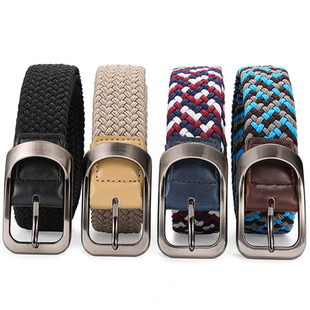 腰带 编织皮带男帆布高尔夫皮带免打孔弹力松紧青年学生裤 韩版 男士