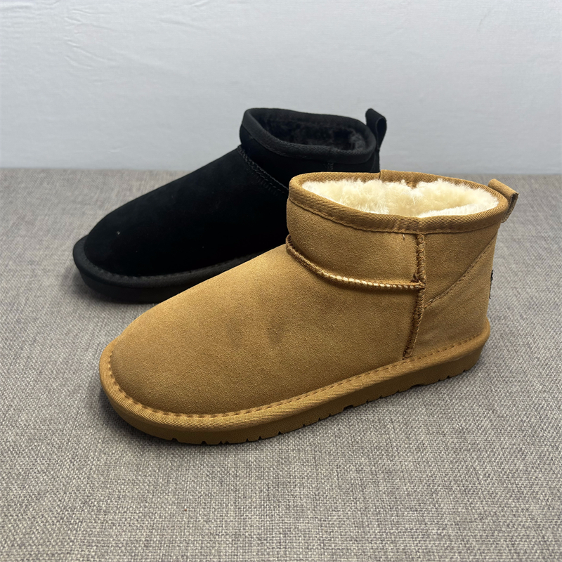 短筒真皮雪地靴女冬季加绒棉鞋