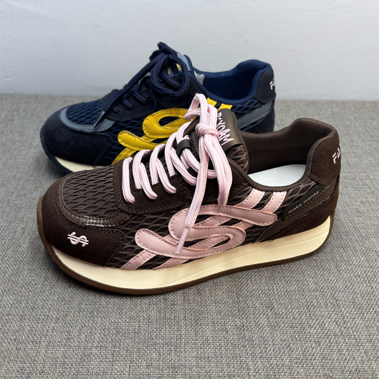 真皮德训鞋女春秋厚底阿甘鞋