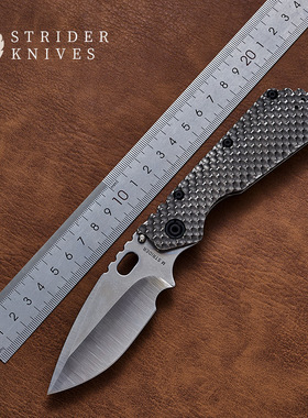 美国STRIDER挺进者正品XL弹坑纹钛柄收藏户外高硬度野营工具折刀