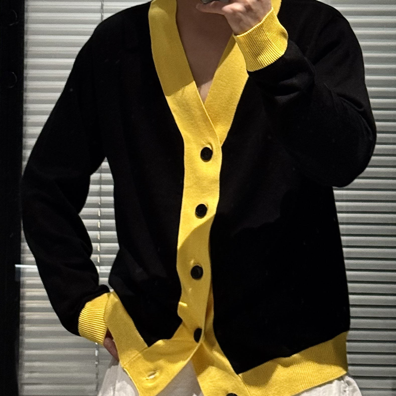 尚锋男装5006春季新款复古风拼接撞色V领开衫薄款针织外套男