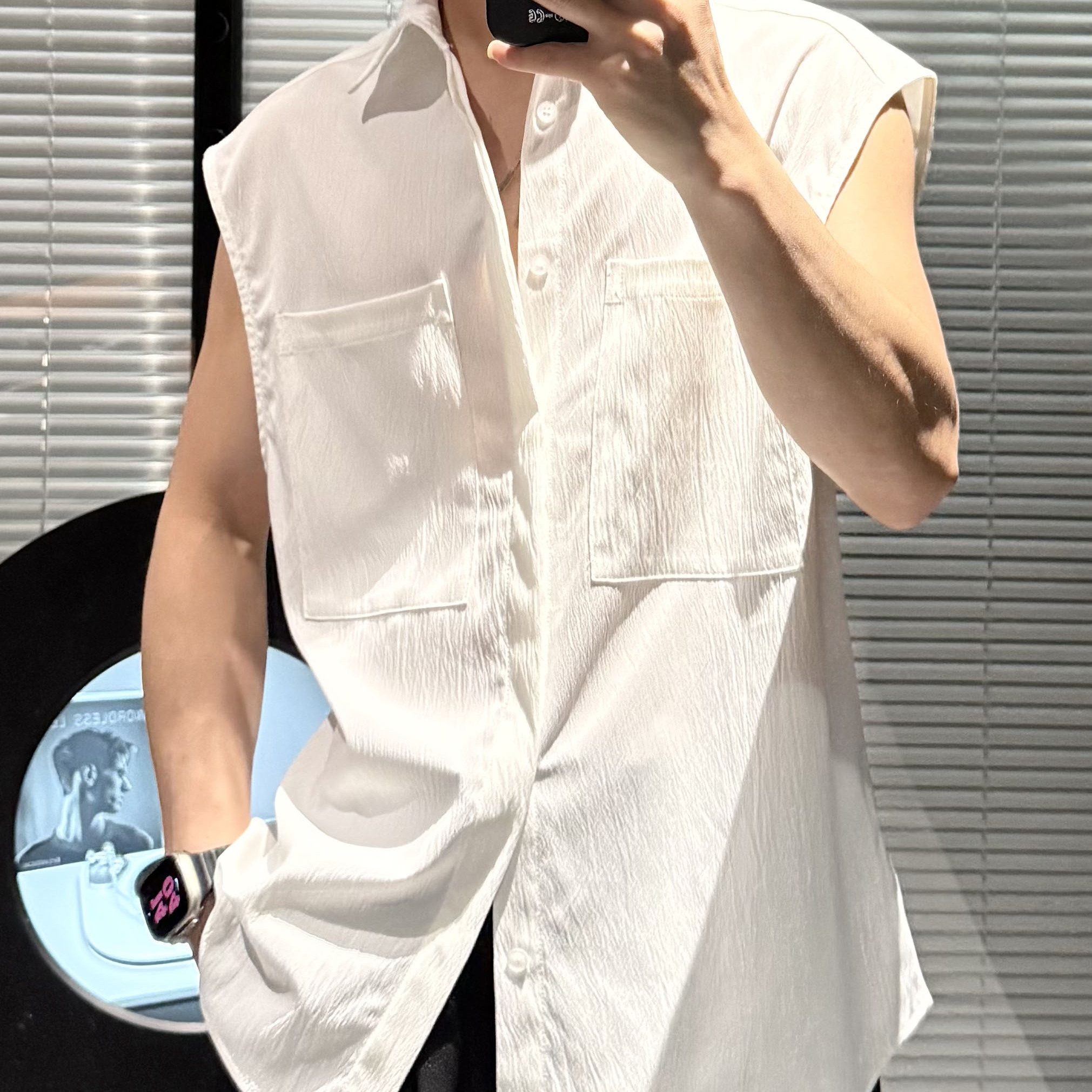 尚锋男装2563夏季新品个性时尚剪裁休闲百搭宽松无袖衬衫