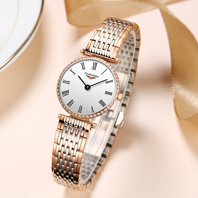 冠琴品牌手表女ins风琴海嘉兰超薄气质简约防水钢带女士石英表