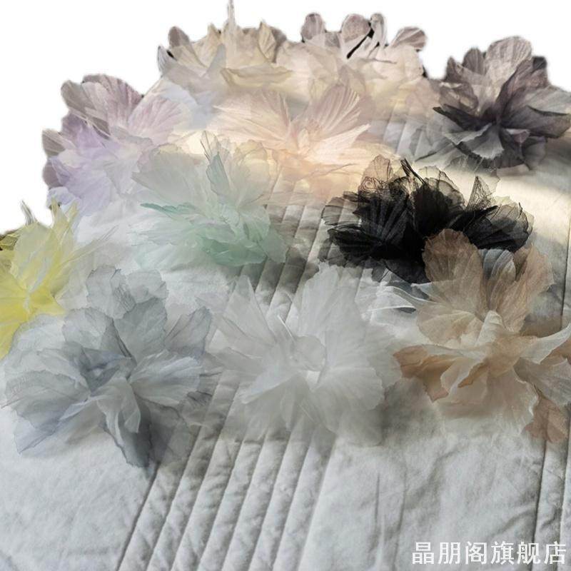 14cm多色欧根纱立体渐变蕾丝大花朵辅料婚纱服饰胸花发饰布艺