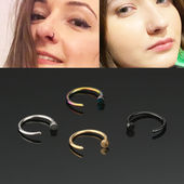 小号鼻钉鼻环C形用不锈钢平底小鼻圈四色欧美朋克饰品女 包邮