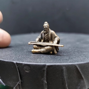 高山流水伯牙鼓琴古代古筝微缩造景观摆件镀铜做旧小人物模型