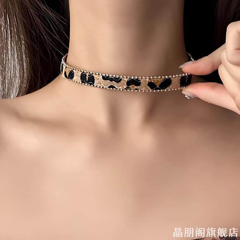 choker复古个性颈链豹纹项圈秋冬脖子配饰y2k项链辣妹时尚高级