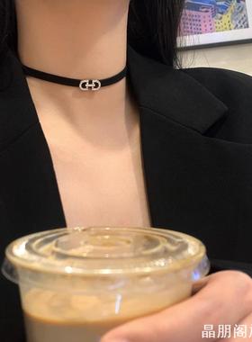 黑色choker女锁骨链轻奢小众颈带高级感项链2022年新款脖颈链项圈