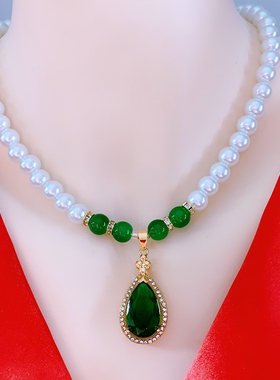 仿珍珠项链送妈妈款母亲节礼物中老年人婆婆满天星锁骨链