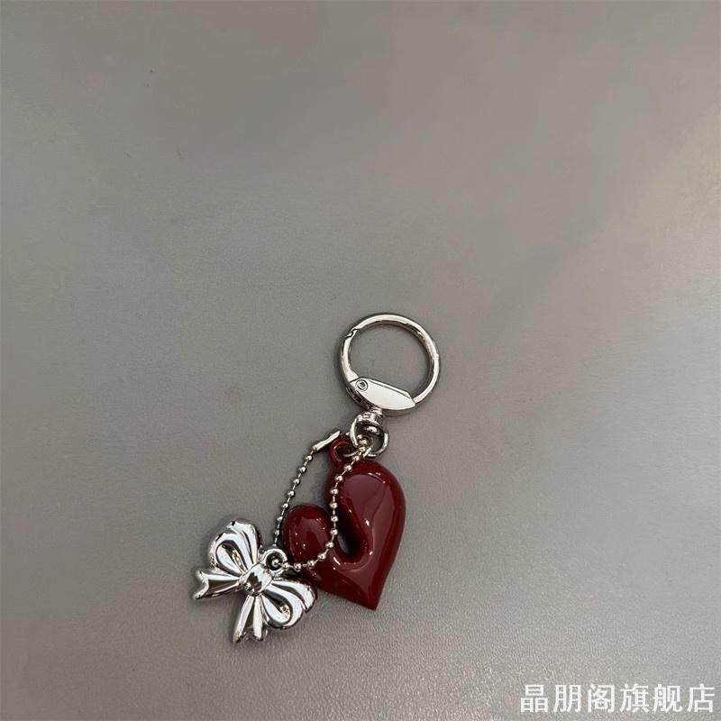 甜美爱心~新款红色爱心吊坠钥匙扣东大门蝴蝶结挂件包包创意礼盒
