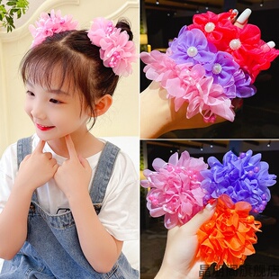 儿童大花发花头绳卡通奶茶色头发发圈公主头花朵女宝宝圈儿新款