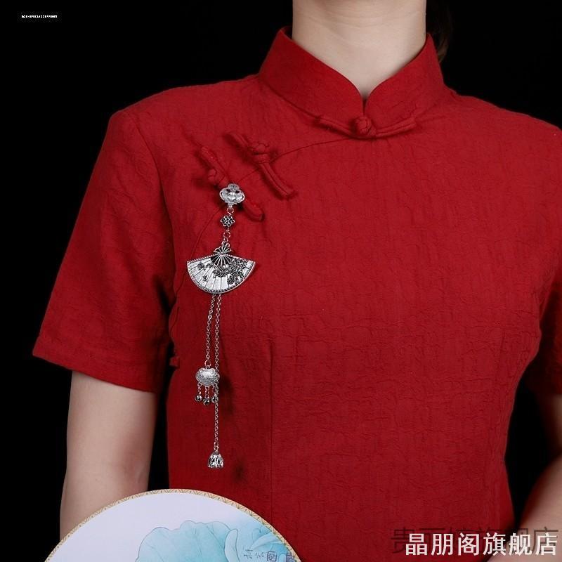 国风旗袍梅花扇子别针小众扇形潮