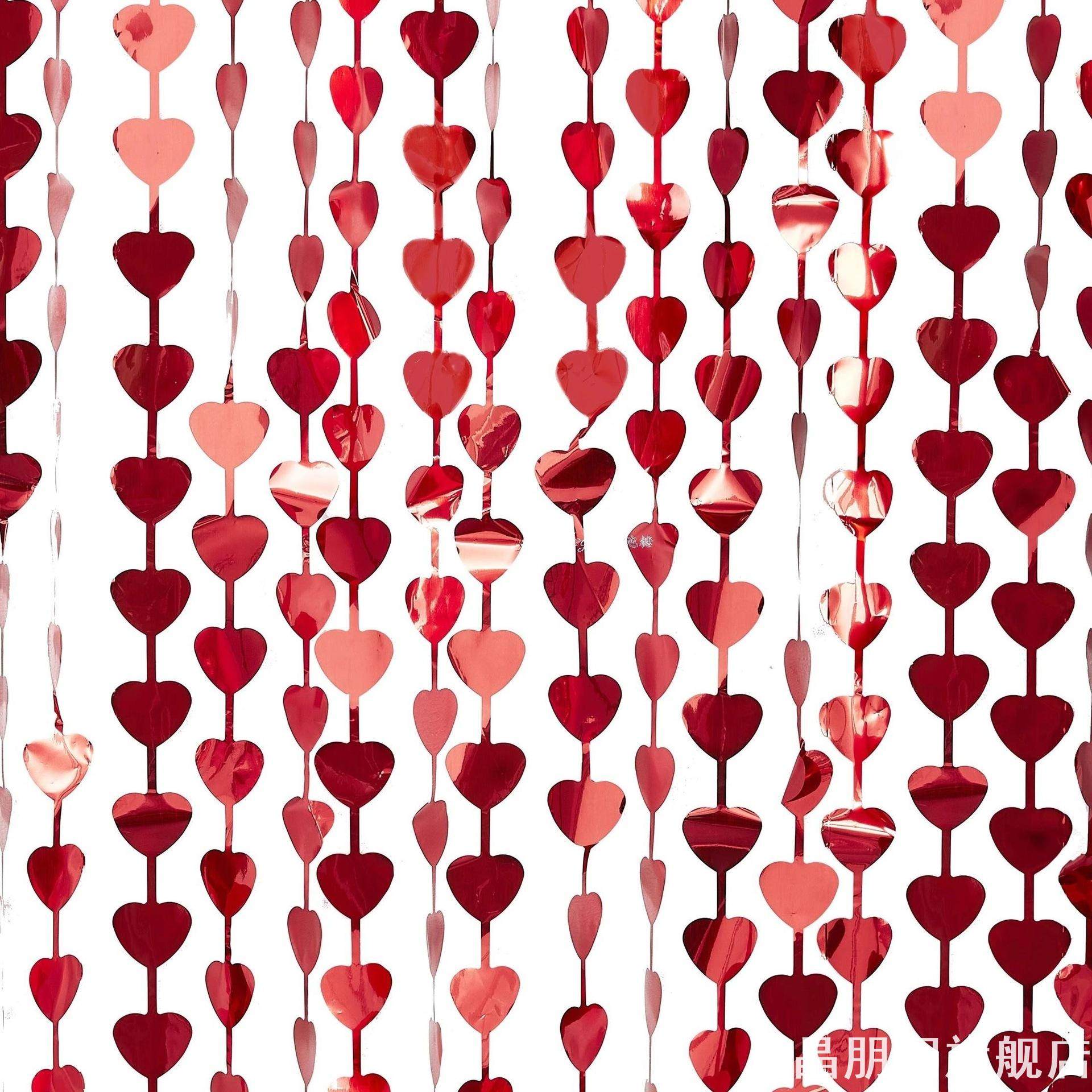 婚庆道具商场酒店婚礼舞台装饰布置金银色彩色爱心桃形亮片串帘子