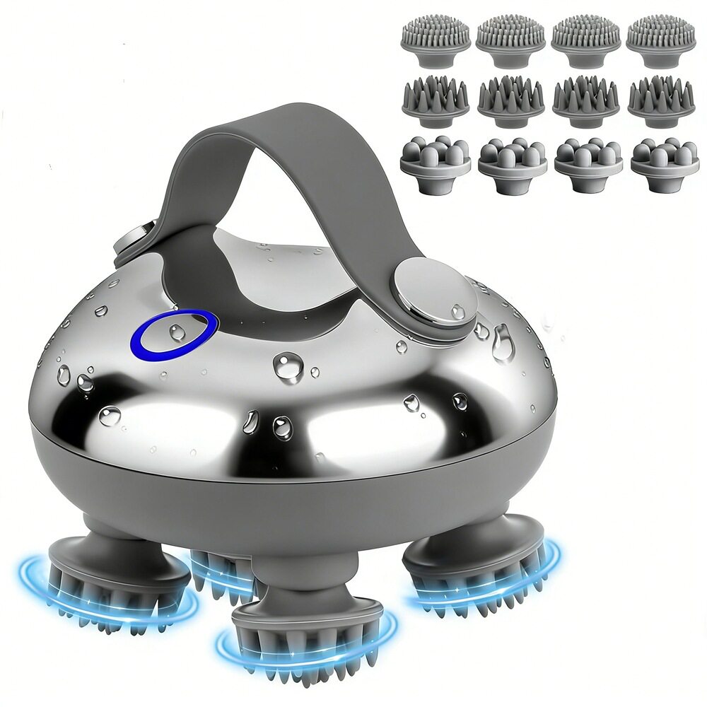 便携式电动头皮按摩器防水头部按摩仪身体按摩面部清洁电动头皮刷