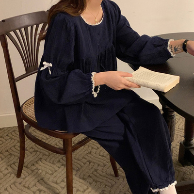 200斤大码女装胖mm棉麻睡衣套装