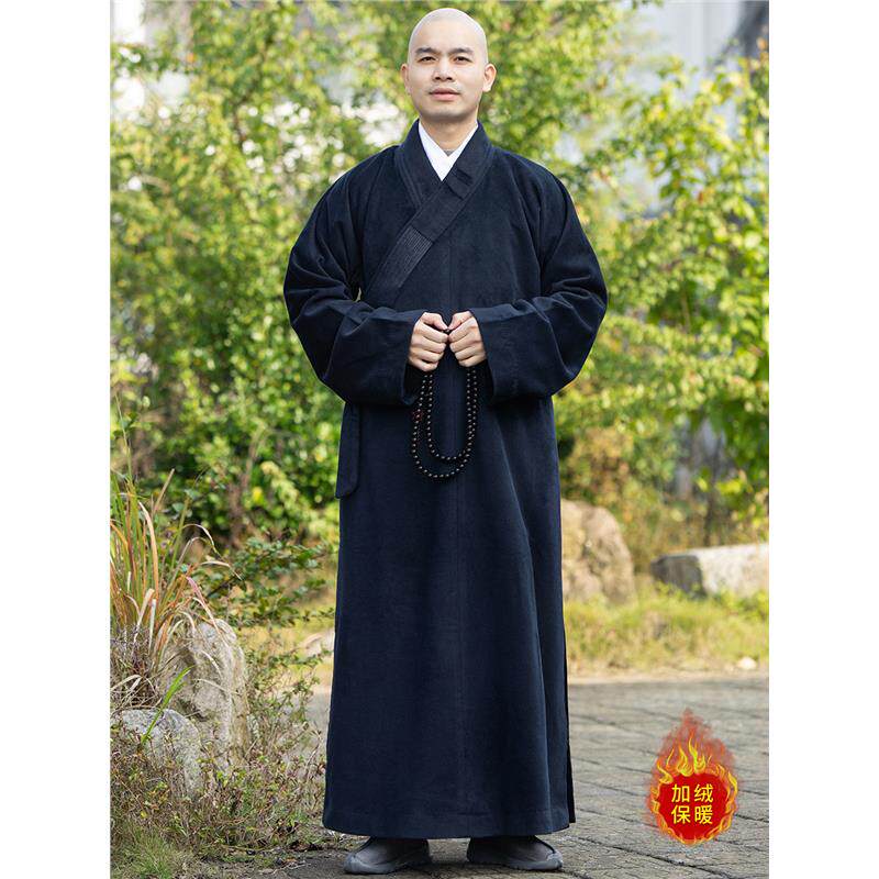 善圆僧服长褂男秋冬季双层保暖僧人毛呢子僧衣大褂长衫和尚服僧袍