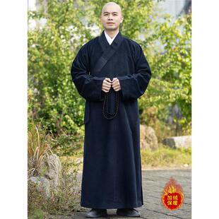 善圆僧服长褂男秋冬季双层保暖僧人毛呢子僧衣大褂长衫和尚服僧袍
