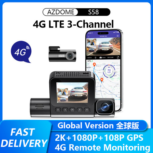 AZDOME S58 4G Network Dash Cam Remote Monitor Car DVR GPS