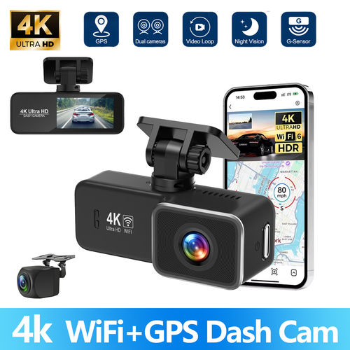 4K Dash Cam Car Dual Lens Recorder WiFi 24h Parking Monitor