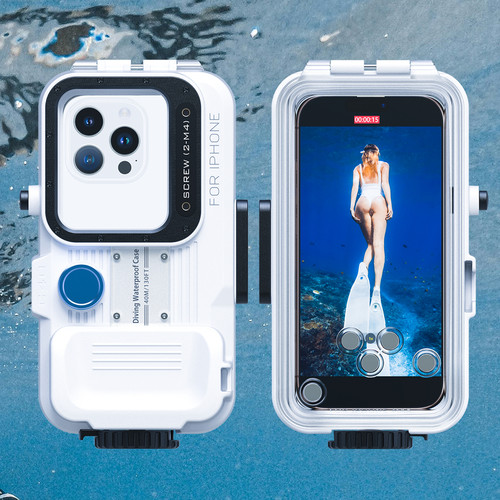 40m/130ft Waterproof Case for iPhone 16 15 14 13 Pro Max Diving Underwater Swimming适用苹果12潜水壳