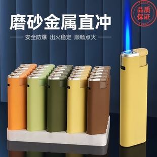 金属外壳直冲火机50支整盒一次性防风打火机定制批发订做印字广告