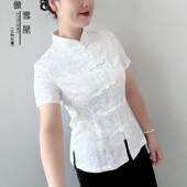 傲雪原创国风高级感盘扣立领短袖 女别致设计感独特上衣国潮舒适