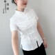 傲雪原创国风高级感盘扣立领短袖 女别致设计感独特上衣国潮舒适