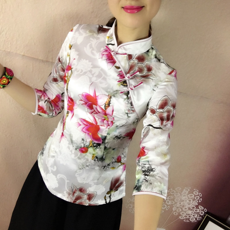 傲雪屋中国风春新款短款文艺复古改良旗袍上衣盘扣修身显瘦唐装女