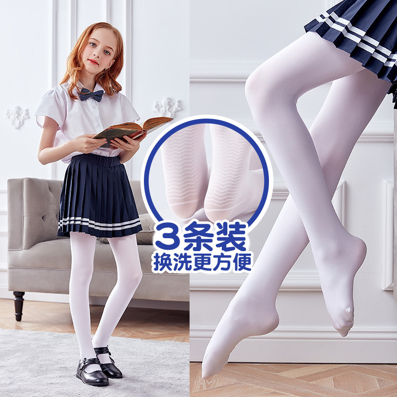 儿童连裤袜夏季薄款女童练功袜子防滑白色丝袜宝宝舞蹈袜打底裤袜