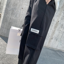 2019春款束脚工装裤女宽松bf 国潮ins裤子高腰哈伦显瘦运动休闲裤