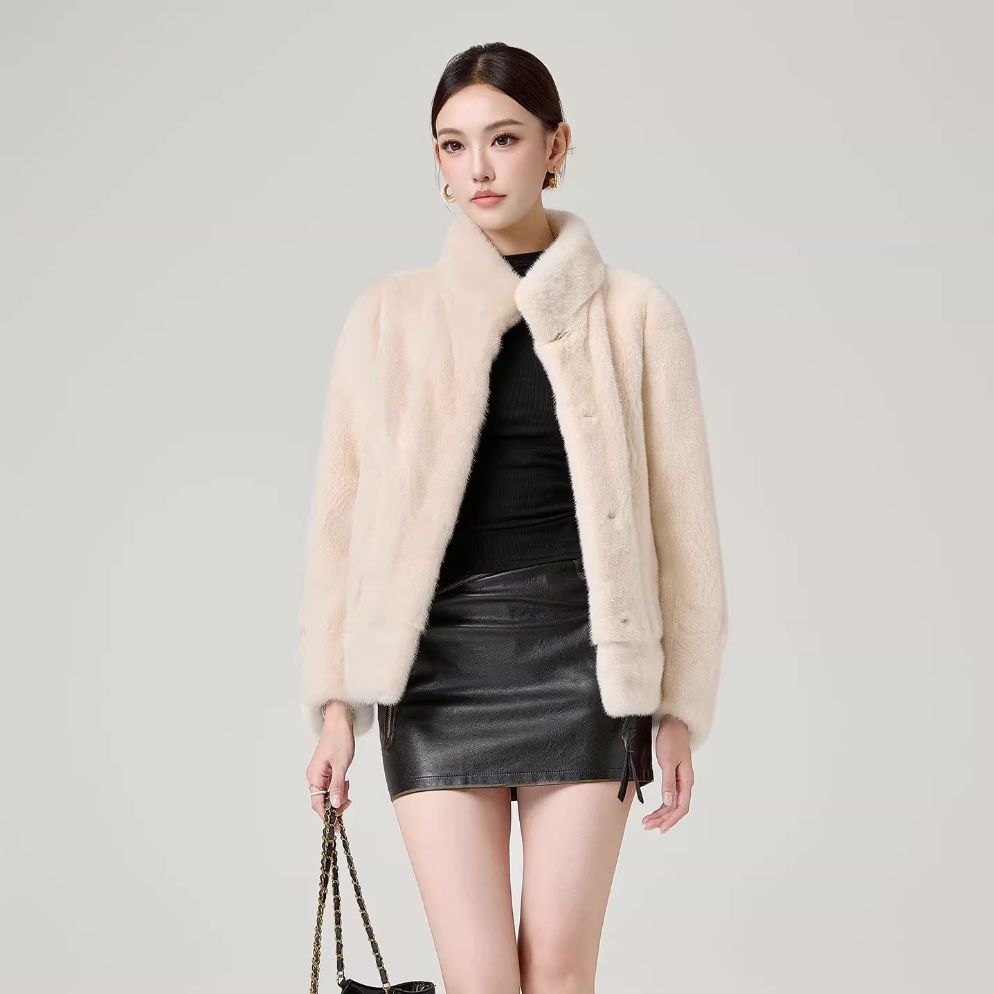 进口整貂母貂紫标米黄色