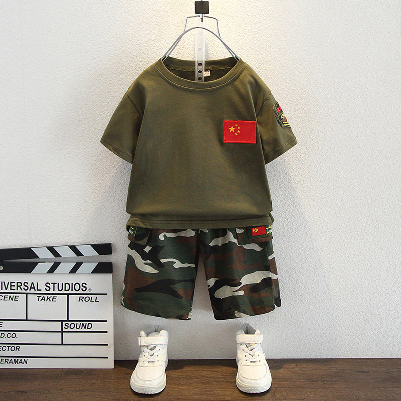 男童迷彩服套装夏季儿童军训服特种兵衣服男孩短袖警服军装演出服