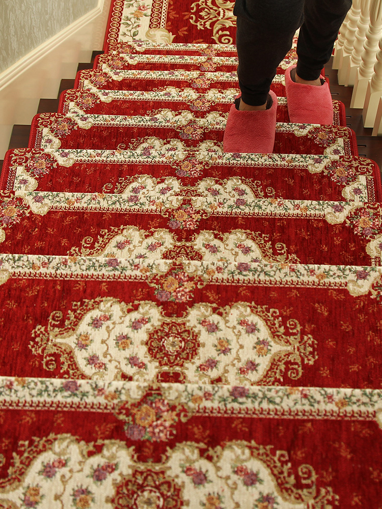 欧式楼梯踏步垫免胶自粘实木家用防滑垫子旋转可定制裁剪满铺地毯