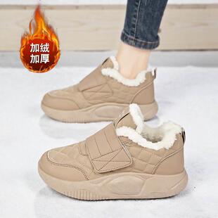 大棉鞋女款冬季加绒大码女4142防滑防水魔术贴休闲运动鞋加肥加宽
