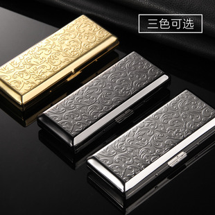 pistol双枪粗细两用加长加厚金属烟盒男便携唐草纹高档礼物 team