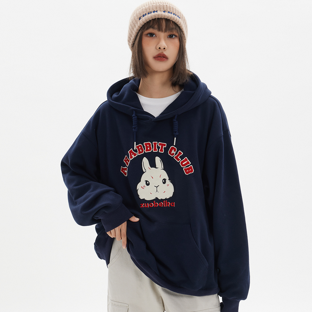 藏青色卫衣女加绒加厚佐贝卡