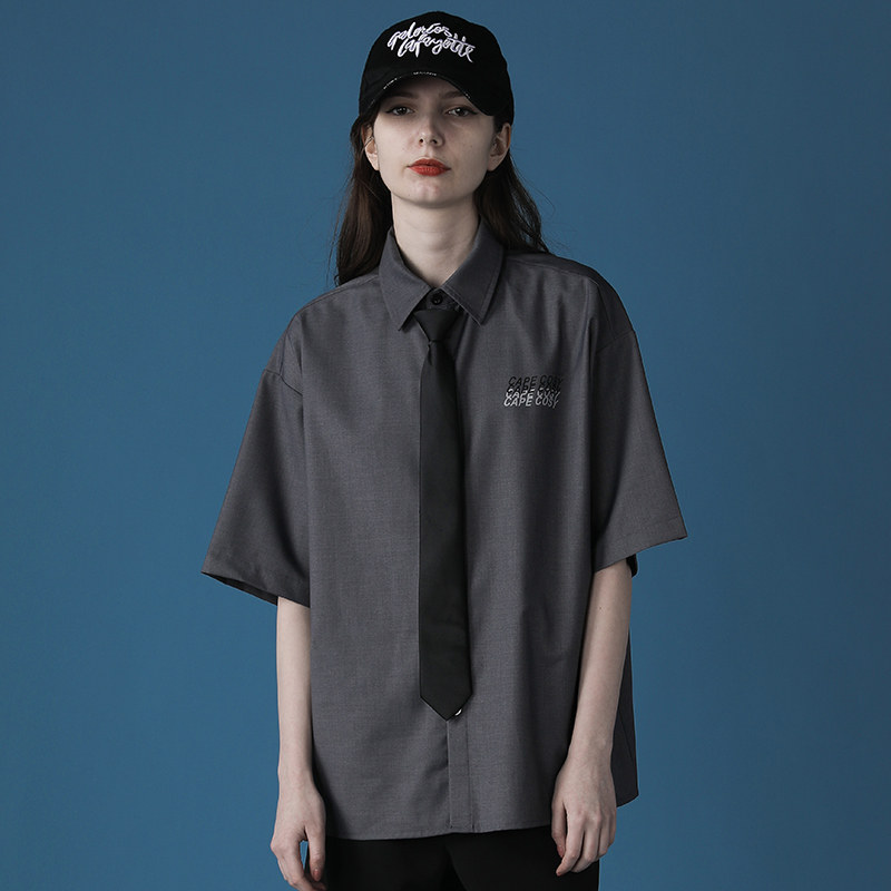 2020新款日系JK衬衫女短袖学生学院风韩版宽松情侣bf上衣ins潮夏