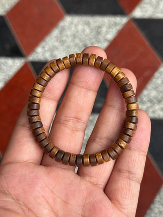 海南黄油沉香手串0.4×0.7cm单圈佛珠手链约7克男女香韵清凉花香