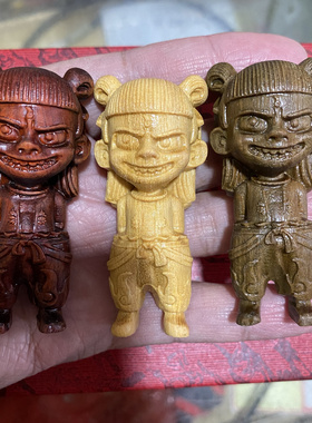 紫檀木雕哪吒摆件绿檀创意家居饰品哪吒魔童手办公仔玩偶周边送礼