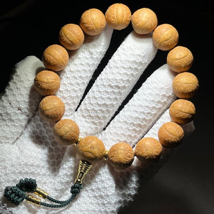 尼泊尔凤眼菩提手串手持佛珠文玩男女款14mm龙眼菩提子三通铜帽