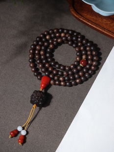 越南芽庄黑棋沉香手链四面神吊坠沉水长链0.8㎝佛珠项链男女挂件