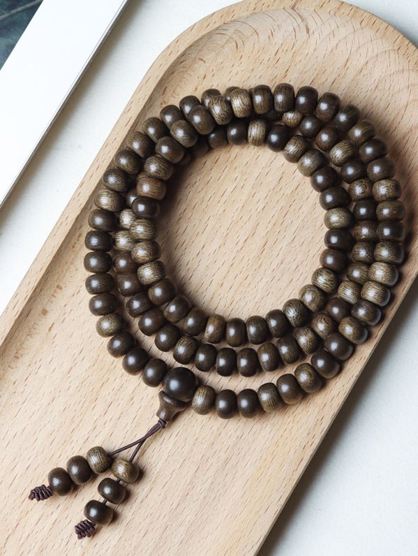 文莱软丝黑油沉香手串6＊8苹果珠男女士佛珠手链情侣项链挂件饰品