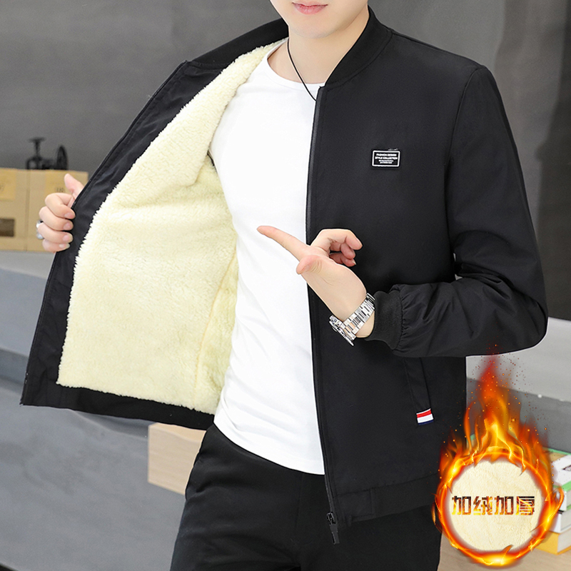 加绒秋冬季简约百搭夹克