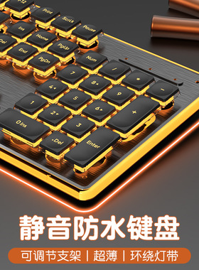 L1有线机械手感键盘防水静音发光超薄游戏电竞办公打字键鼠套装