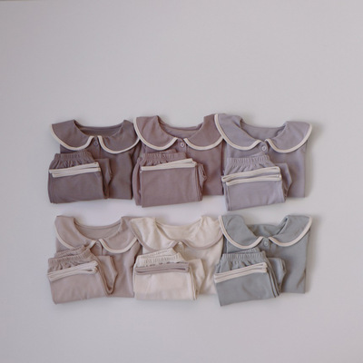 韩版儿童家居服娃娃领睡衣秋季