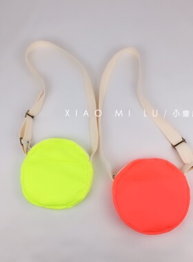 ins同款荧光色儿童小圆包时尚百搭帆布宝宝斜挎包简单迷你零钱包