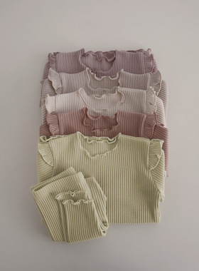 儿童家居服秋季新品宝宝睡衣女童套装韩版peekaboo打底衫两件套潮