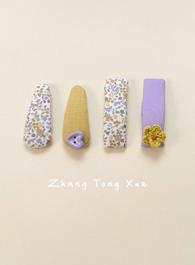 早秋新款紫色系碎花蝴蝶结发夹女孩发卡甜美儿童发饰刘海碎发边夹