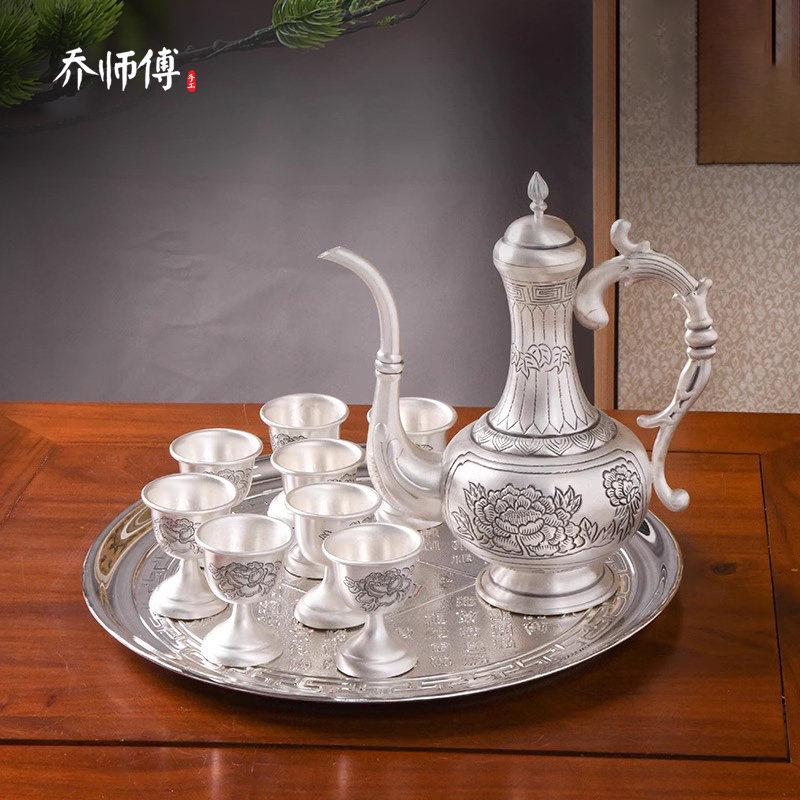 手工家用纯银酒壶套装999银酒具中式一二两银白酒杯盅小酒壶送礼
